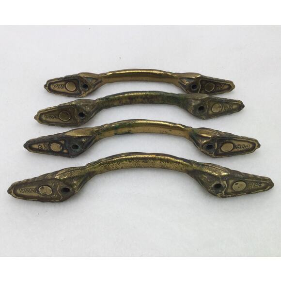 American Standard Vintage Brass Drawer Pulls Hardware set of 4 - Picture 4 of 5